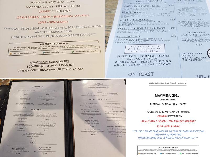 The Smugglers Inn Menu