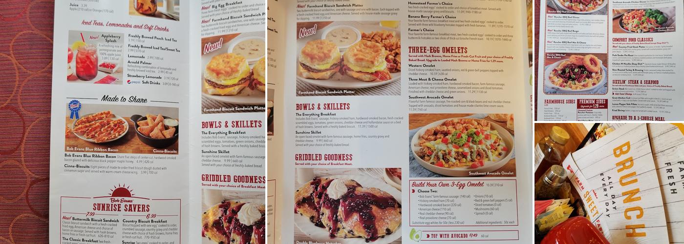 Bob Evans Menu