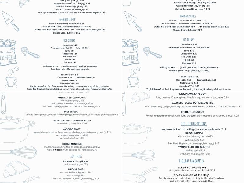 The Strand Cafe Shaldon Menu