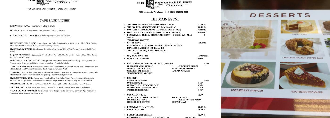 The Honey Baked Ham Company Menu
