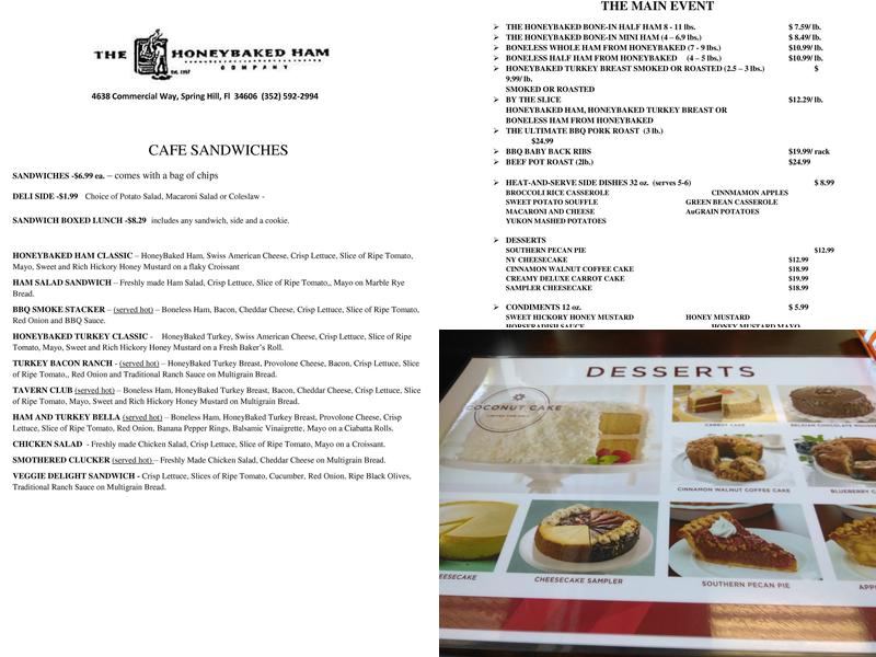 The Honey Baked Ham Company Menu