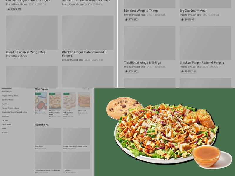 Zaxbys Chicken Fingers & Buffalo Wings Menu