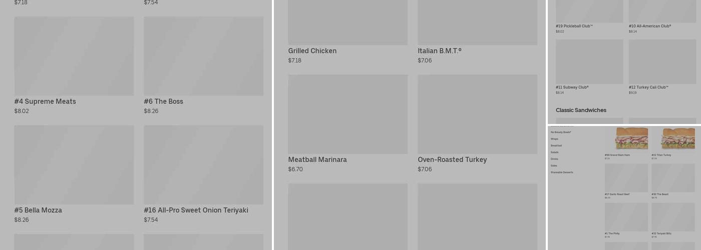 Subway Menu