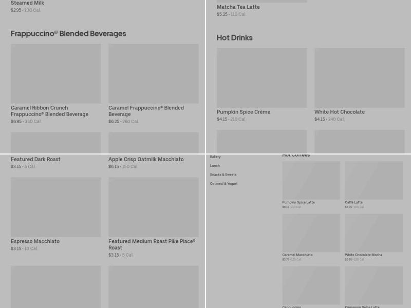Starbucks Menu