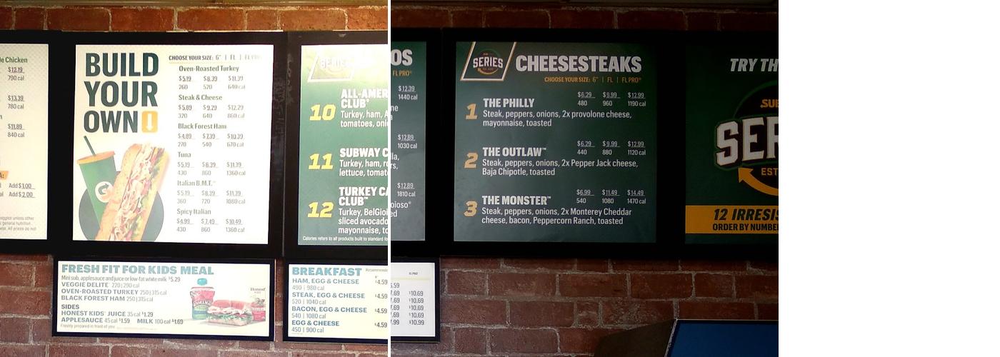 Subway Menu