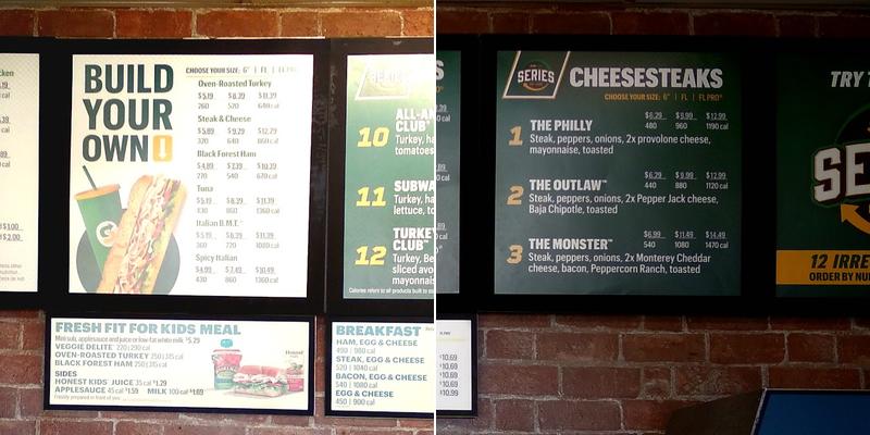 Subway Menu