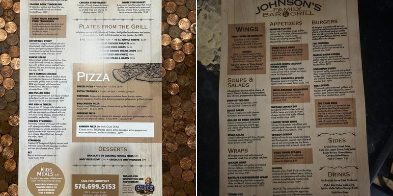 Johnson's Tavern Inc Menu