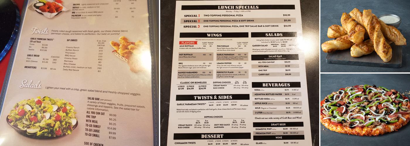 Round Table Pizza Menu