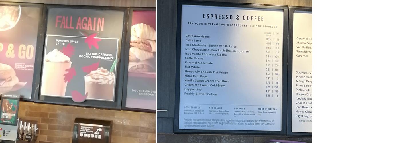 Starbucks Menu