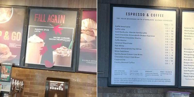 Starbucks Menu