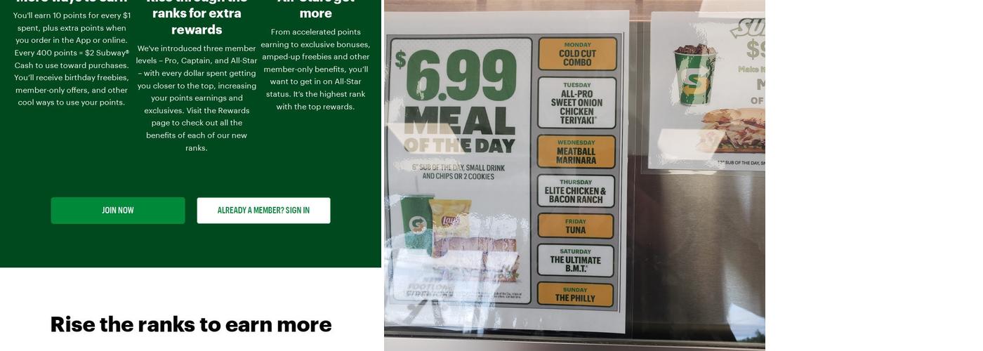 Subway Menu
