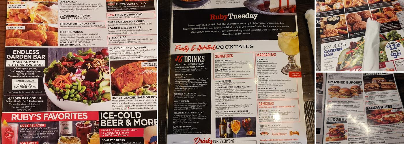 Ruby Tuesday Menu
