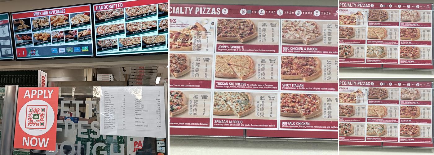 Papa Johns Pizza Menu