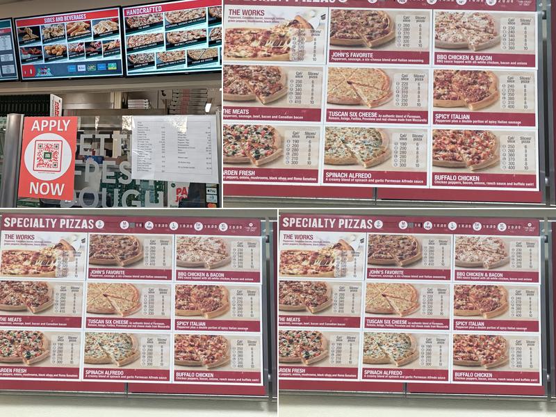 Papa Johns Pizza Menu