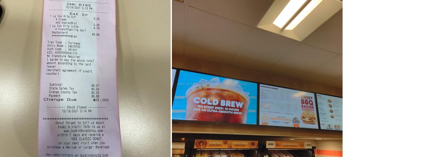 Dunkin' Menu