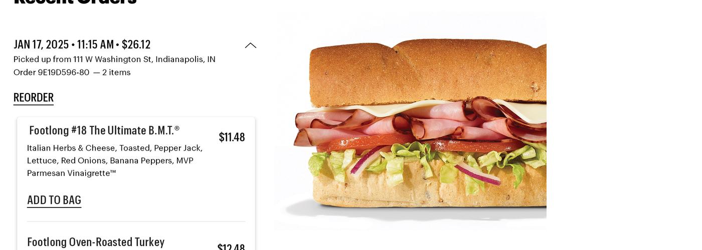 Subway Menu