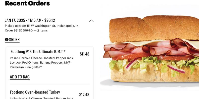 Subway Menu