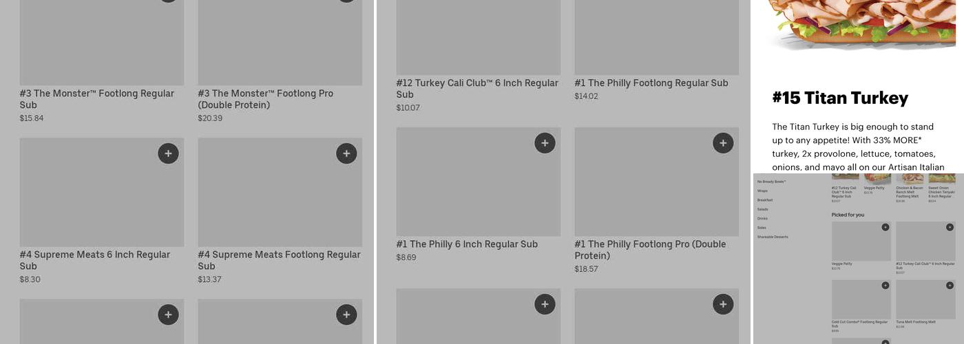 Subway Menu