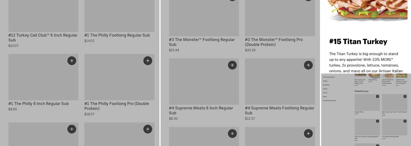 Subway Menu