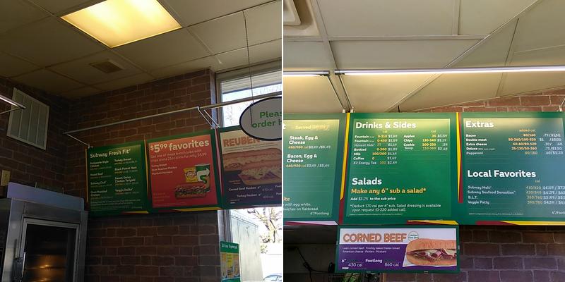 Subway Menu