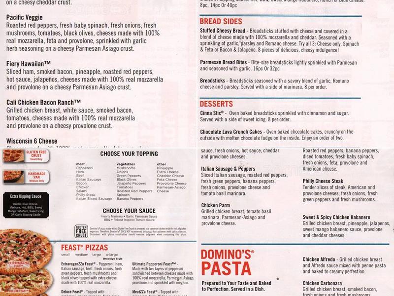 Domino's Pizza Menu