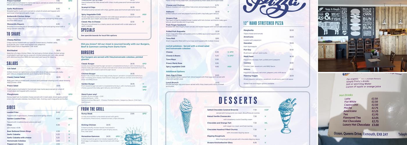 Ocean Exmouth Menu