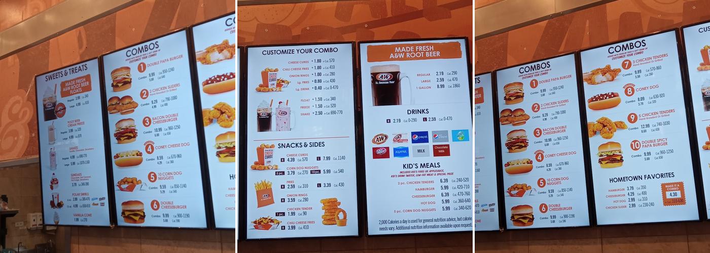 A&W Restaurant Menu