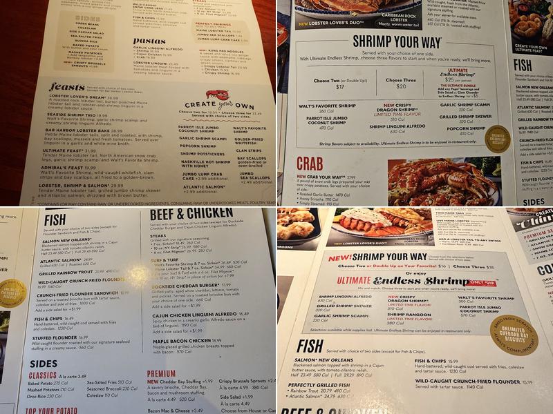 Red Lobster Menu