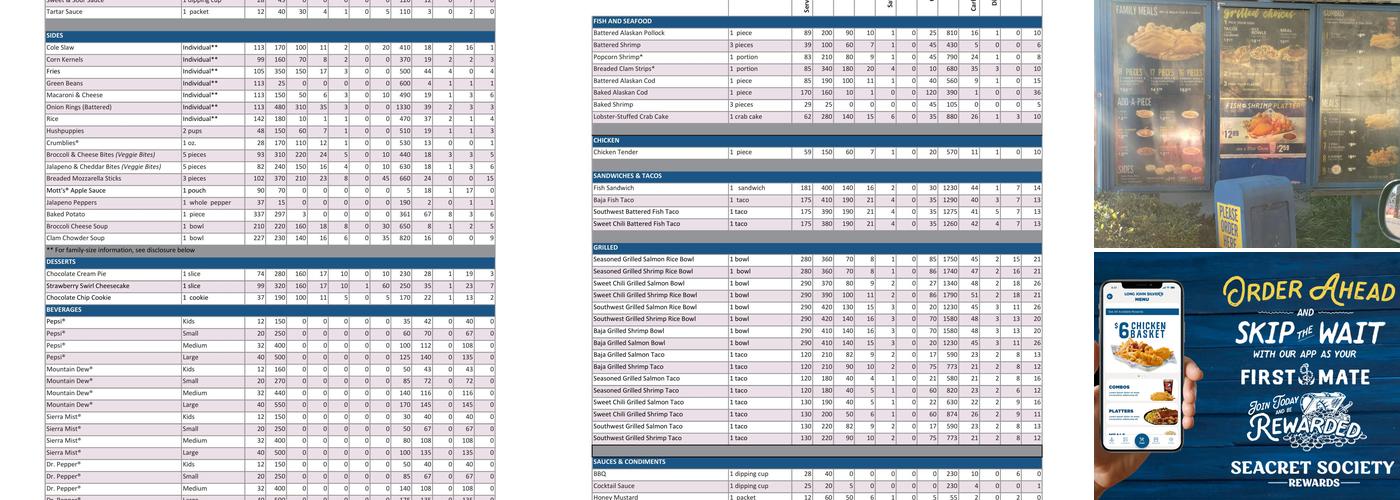 Long John Silver's Menu