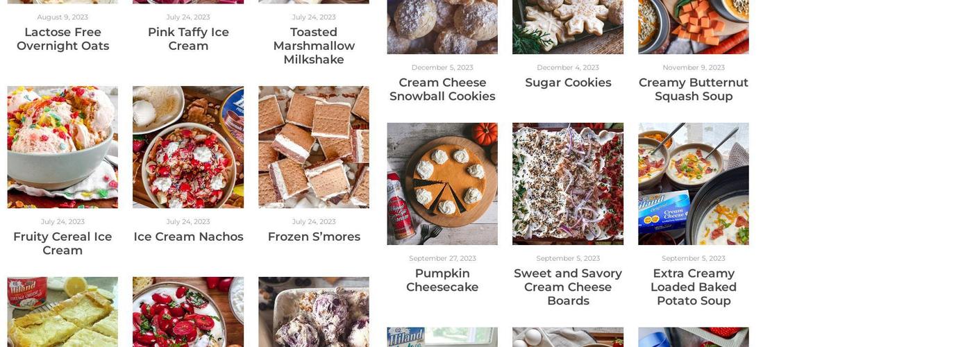 Hiland Dairy Ice Cream Menu