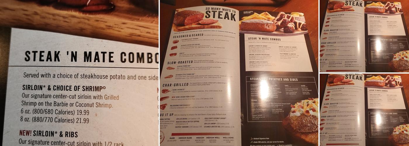 Outback Steakhouse Menu