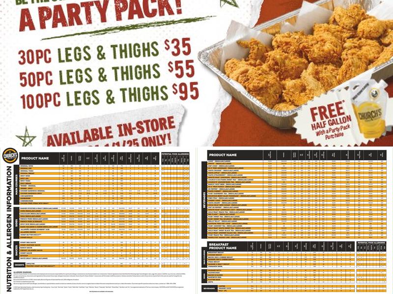 Church's Texas Chicken Menu