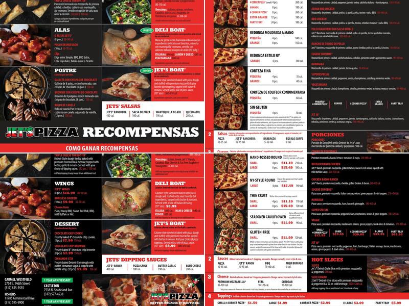 Jet's Pizza Nora Menu