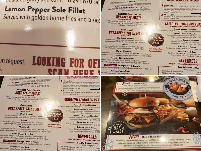 Bob Evans Menu