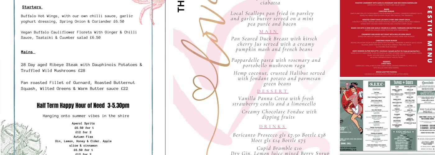 Sam's in the City Menu