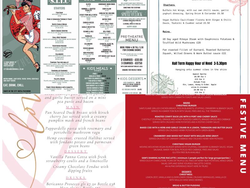 Sam's in the City Menu