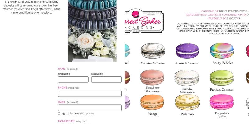 Dearest Baker Macarons Menu