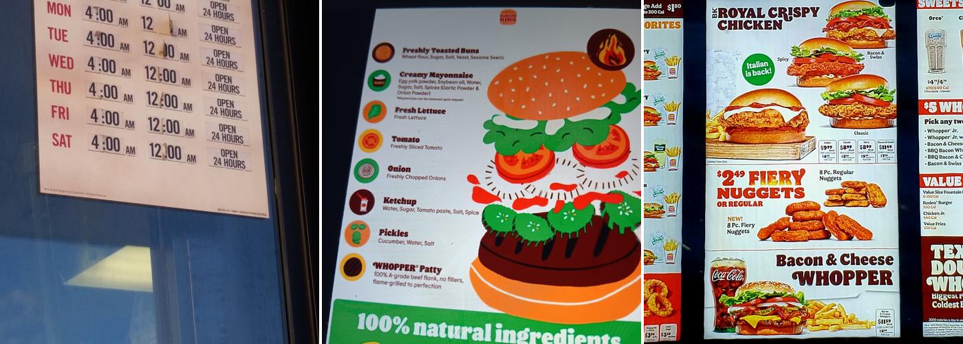 Burger King Menu