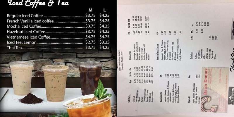 Dawn Donuts Menu