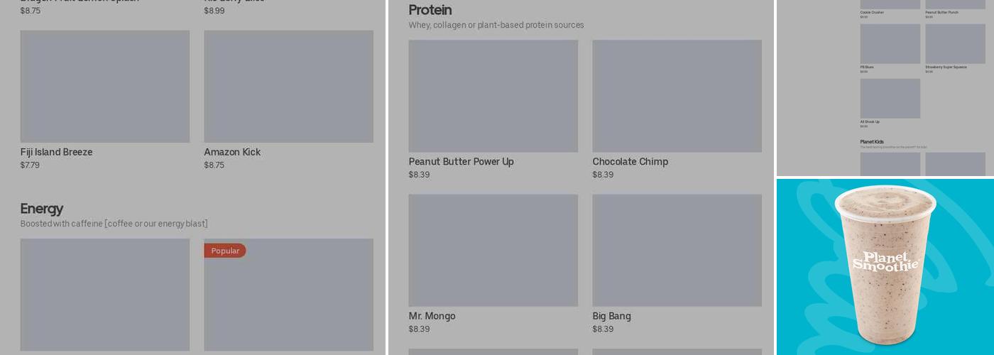Planet Smoothie Menu