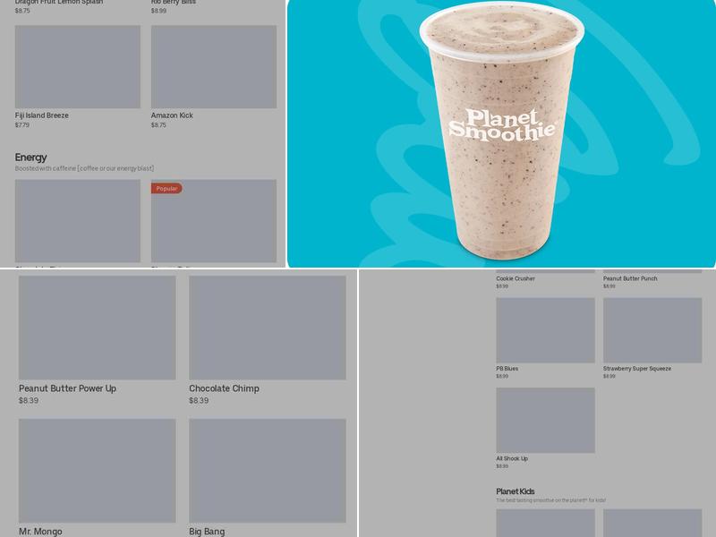 Planet Smoothie Menu