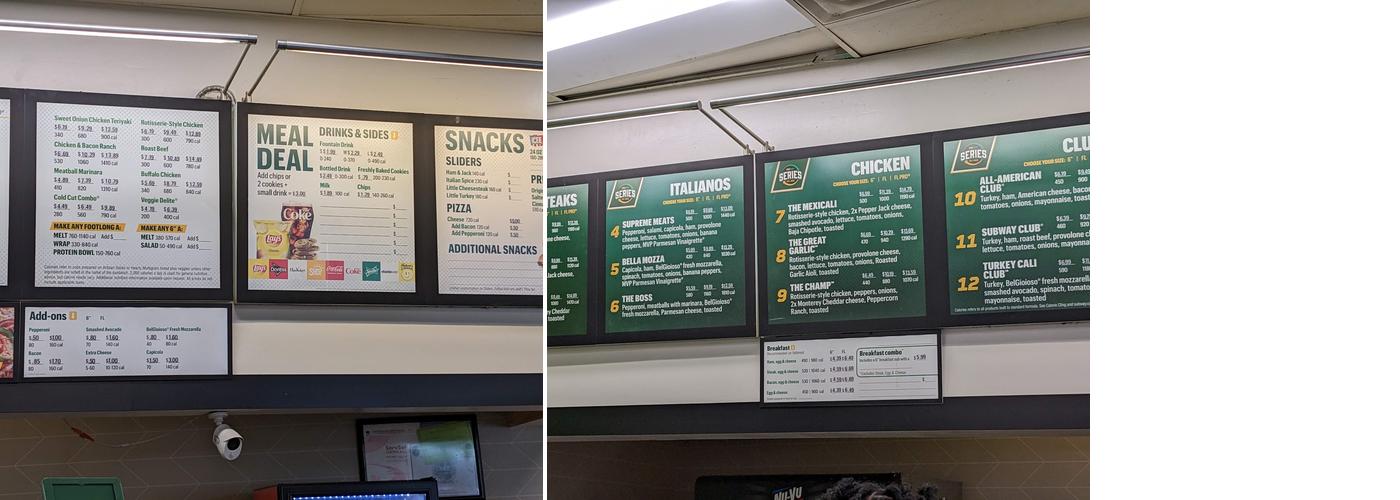 Subway Menu