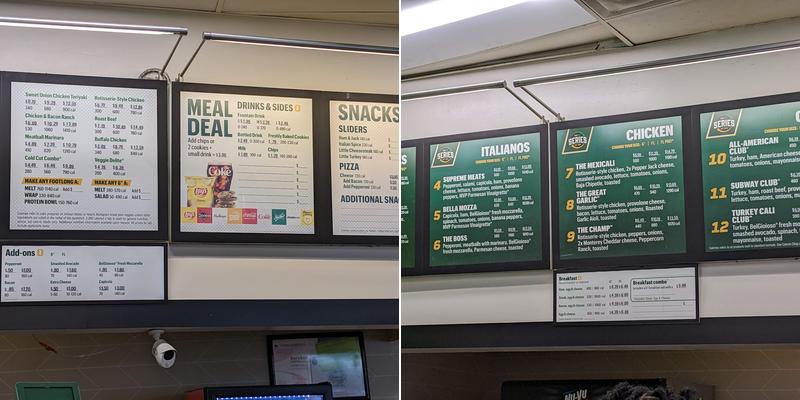 Subway Menu