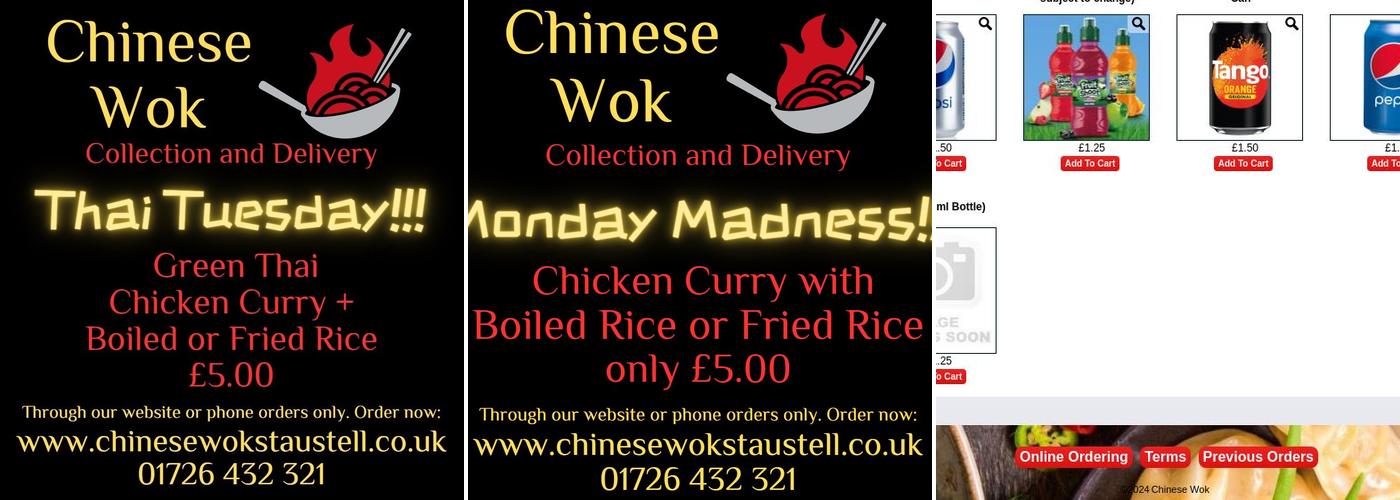 Chinese Wok St Austell Menu