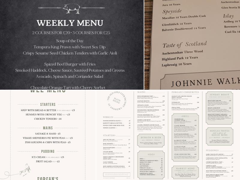 Forgan's St Andrews Menu