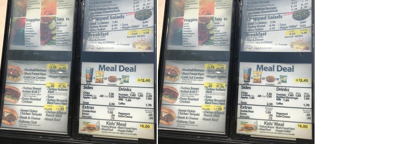 Subway Menu