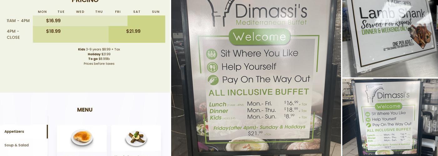 Dimassi's Mediterranean Buffet Menu