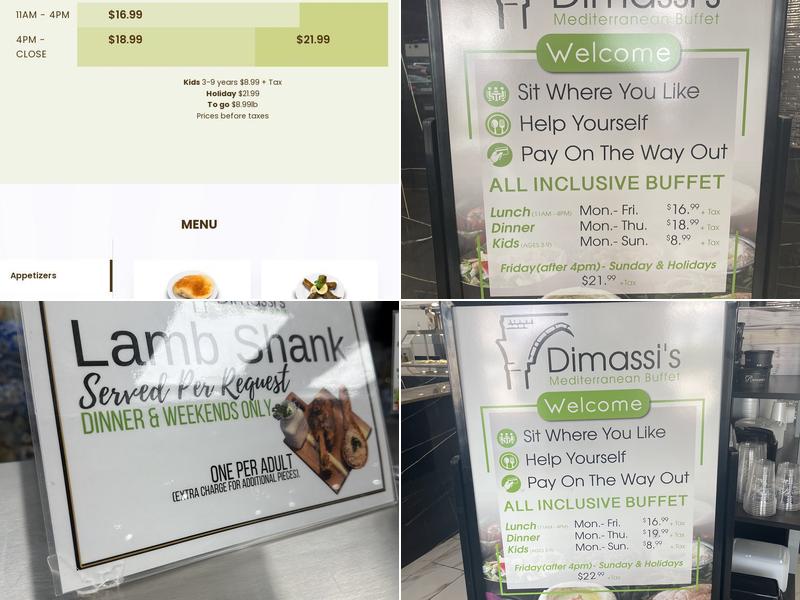 Dimassi's Mediterranean Buffet Menu