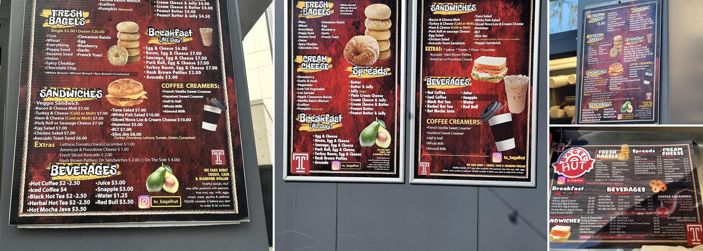 Bagel Hut Menu