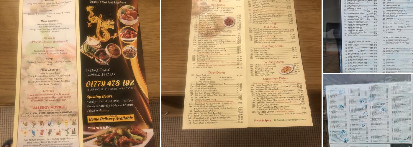 Golden Dragon Menu
